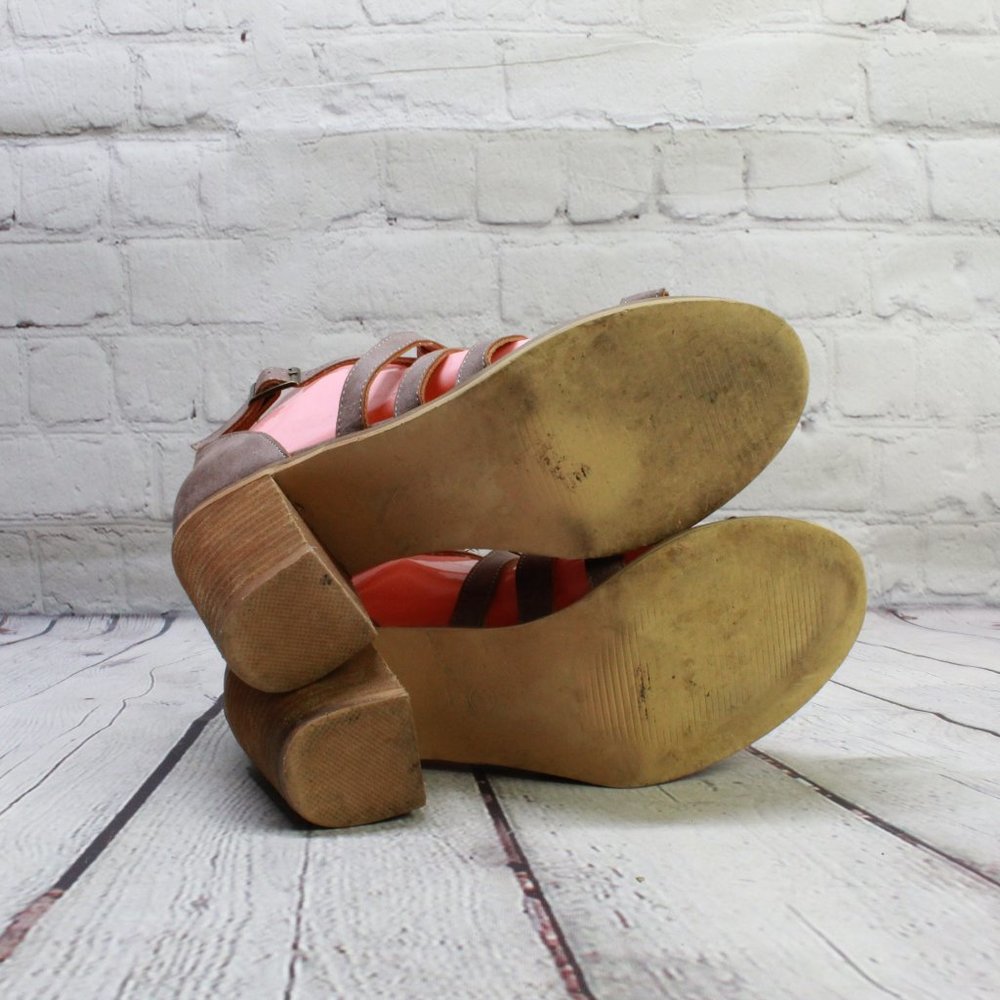 Mi.iM Don't Cross Me Heel Brown Leather Braided Straps Sandals Size 7 - Picture 9 of 9